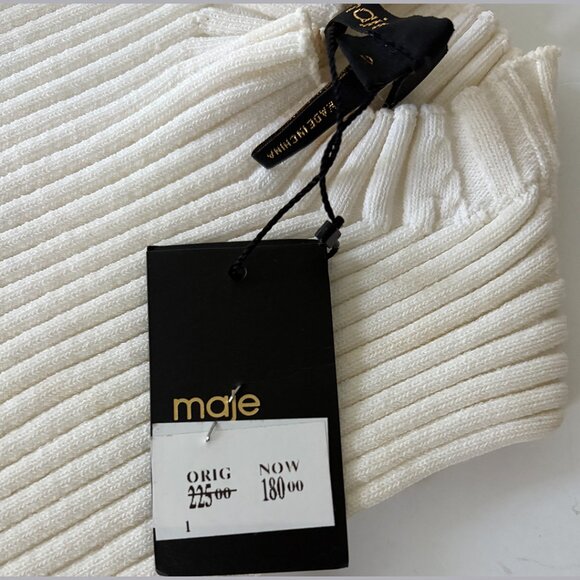 Maje, NWT Manu cut out white ribbed cold shoulder Knit Top_M - Picture 11 of 12